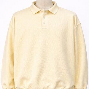 Vintage CYRK Clothing Mens Pullover Knit XL Long Yellow Quilted 100% cotton 80s